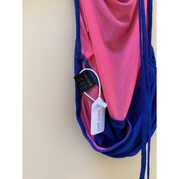Cape Clique Y2K Blue Pink Halter Mesh Rave Top Medium NEW with Tag - Picture 3 of 5